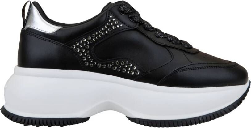 Hogan Glitter Veterschoenen voor Vrouwen Black Dames