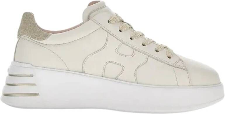 HOGAN Lage Sneakers Dames Rebel H564 Allacciato Maat: 36 Materiaal: Leer Kleur: Beige