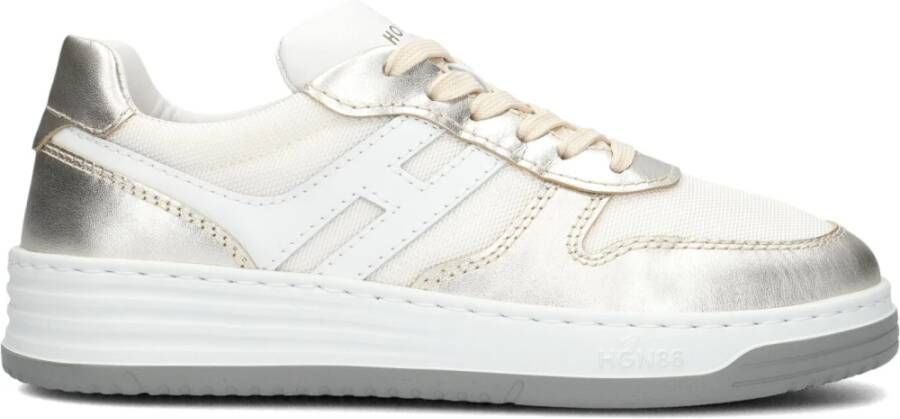 Hogan Gouden Lage Top Sneakers Mesh Leer Yellow Dames