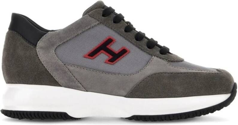 Hogan Grijze Platte Sneakers met Italiaans vakmanschap Gray Heren