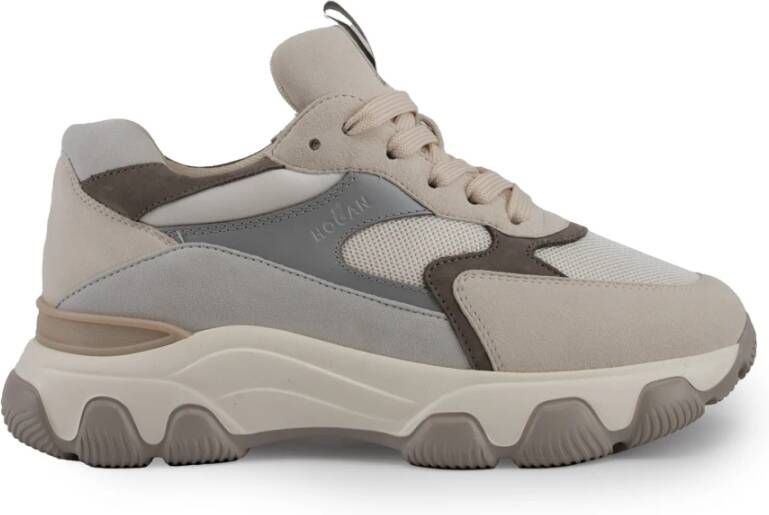 Hogan Grijze Leren Sneakers met Technische Stofdetails Gray Dames