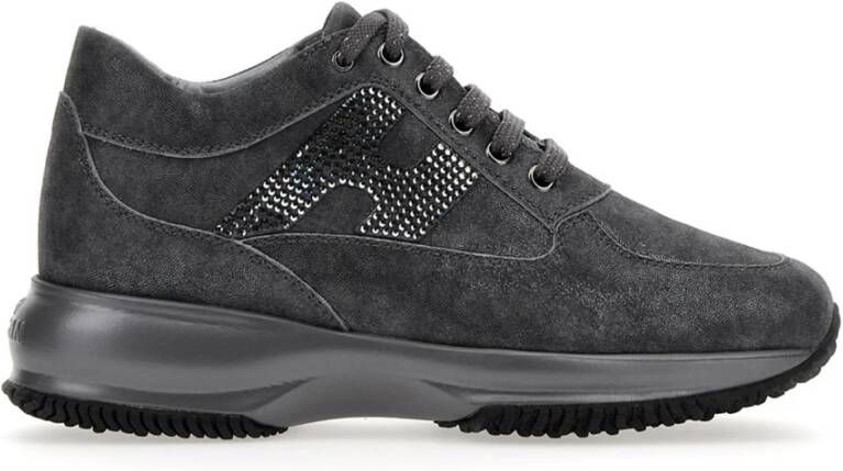 Hogan Grijze Interactive Sneakers met Rhinestone H Gray Dames