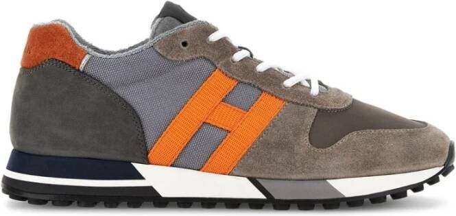 Hogan Grijze Sneaker met Oranje Details Multicolor Heren