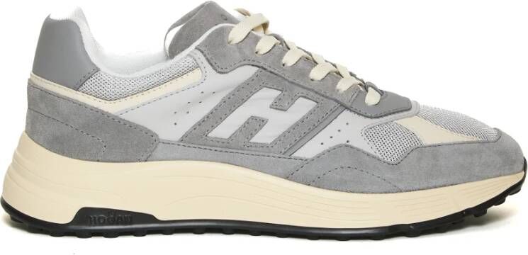 Hogan Grijze Sneakers Hyperlight Leer Mesh Gray Heren