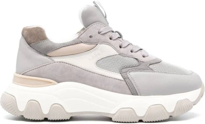 Hogan Grijze Sneakers Leer Suède Mesh Gray Dames