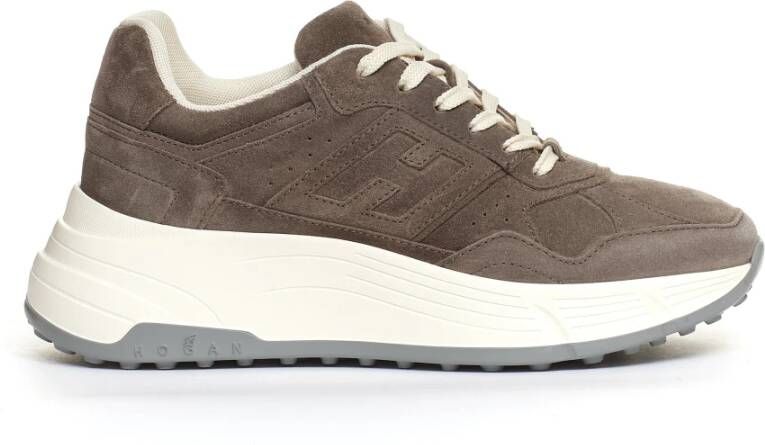 Hogan Grijze suède hoge sneakers Brown Dames