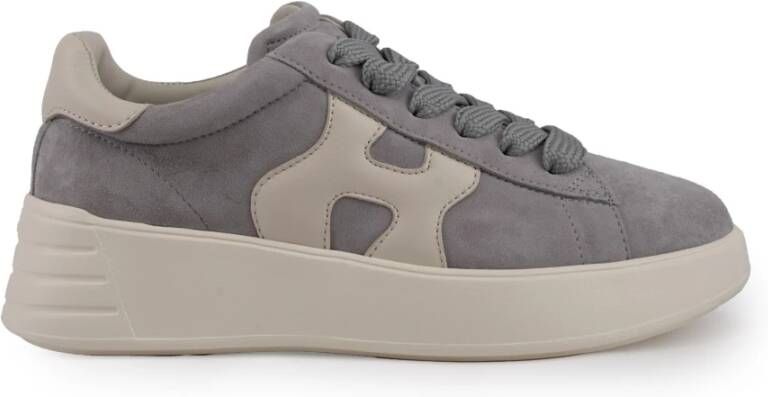 Hogan Grijze Suède Sneakers Leren Details Gray Dames