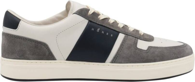 Hogan Grijze Witte Sneakers Suède Details Multicolor Heren