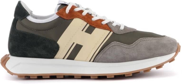 Hogan Groene en Beige Suède en Technische Stof Sneakers Gray Heren