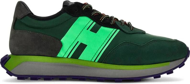 Hogan Groene Sneakers met Technische Stof Inzetstukken Green Heren