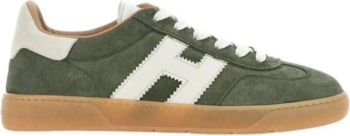 Hogan Groene Suède Sneakers met Witte Leren Details Green Dames