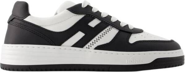 Hogan Leren Sneakers Twee-Tone Bovenwerk Zwart Wit Black Heren