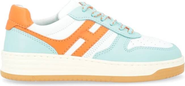 Hogan H630 Wit Blauw en Oranje Leren Sneaker Blue Dames