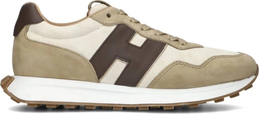 HOGAN Lage Sneakers Heren H601 Allacciato Maat: 12 Materiaal: Suède Kleur: Bruin