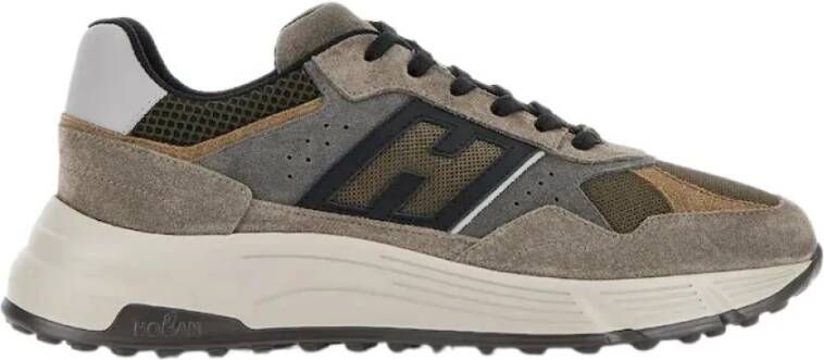 HOGAN Sneakers Heren Mesh Combi Runner Maat: 47 Materiaal: Suède Kleur: Taupe