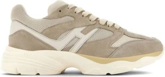 Hogan Hyperlight Logo Sneakers Beige Rubber Leer Beige Heren