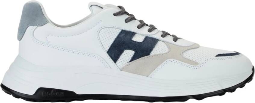 Hogan Witte en Blauwe Leren Sneakers Model Hxm5630Er90 White Heren