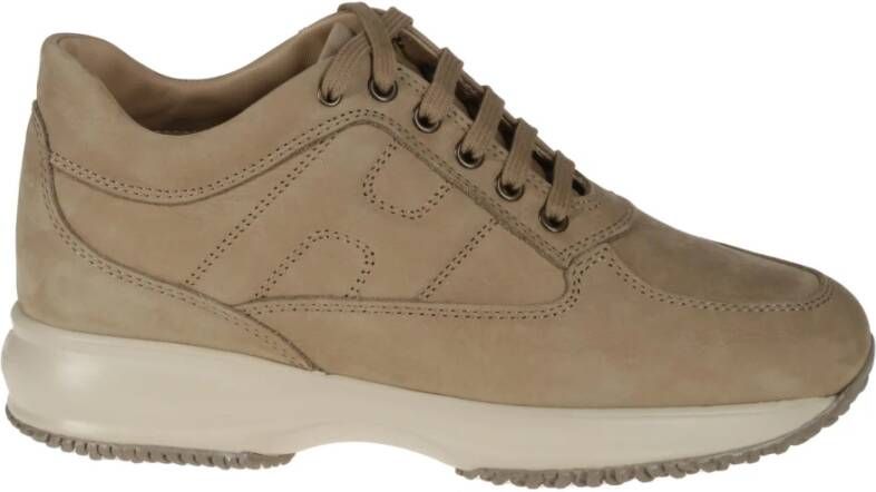 Hogan Interactieve Nabuk Platte Schoenen Beige Dames