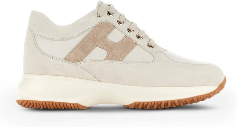 Hogan Interactieve Sneakers Ivoor Leer Suède Beige Dames