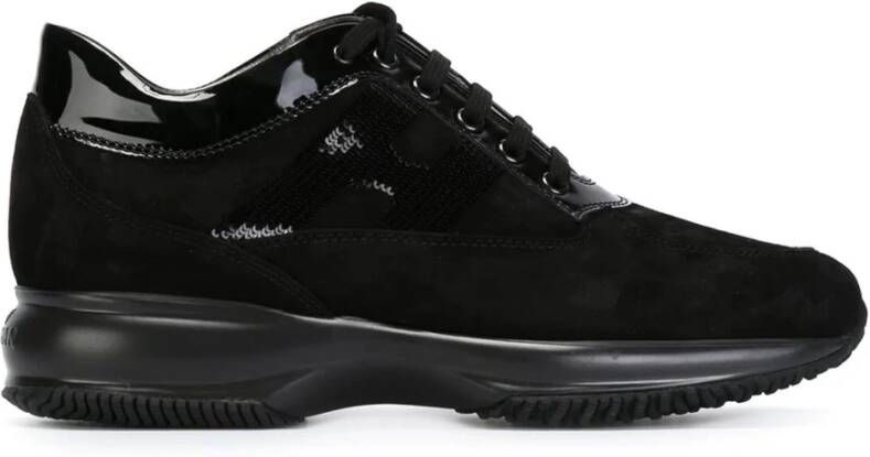 Hogan Interactieve Suède Sneakers met Lakdetails Black Dames