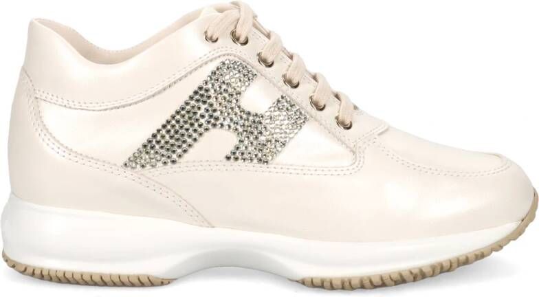 Hogan Interactieve Suède Sneakers met Strass Beige Dames