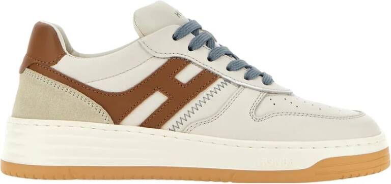 Hogan Ivoor Bruin Leren Sneakers Multicolor Dames