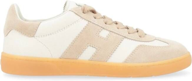 Hogan Ivoor en beige leren sneaker Cool Beige Dames