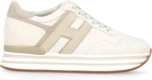 Hogan Ivoor Leren Sneakers met Plateauzool Beige Dames