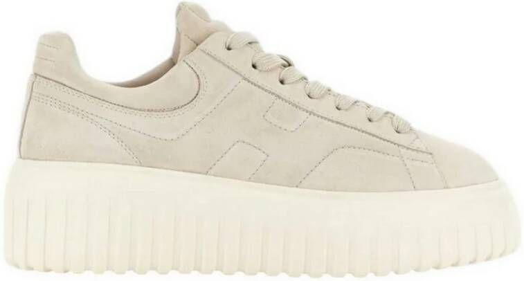 Hogan Ivory Sneakers met H-Stripes Beige Dames