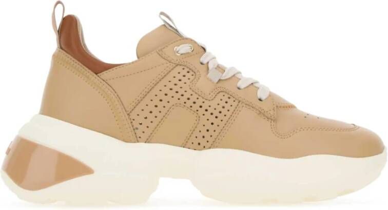 Hogan Kameel Leren Sneakers Brown Dames