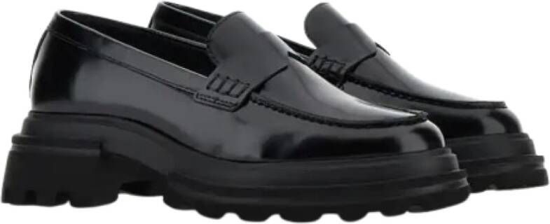 Hogan Zwarte platte schoenen van zacht leer Black Dames