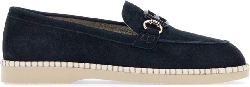 Hogan Klassieke Suede Moccasin Loafers Blue Dames