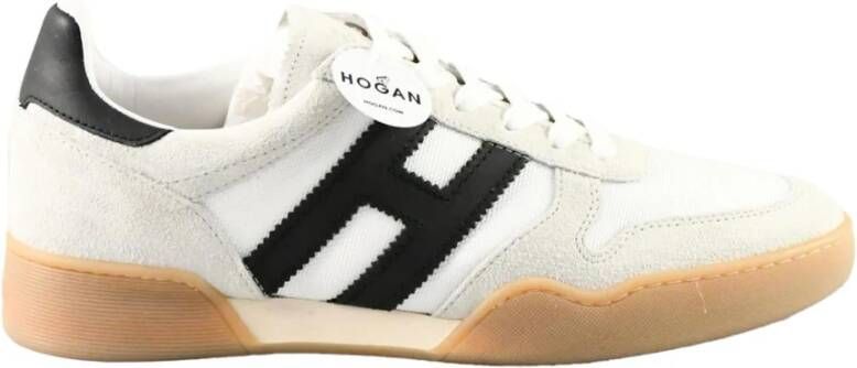 Hogan Leren en Nylon Schoenen White Heren