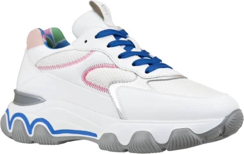 Hogan Leren en stoffen vetersneakers White Dames