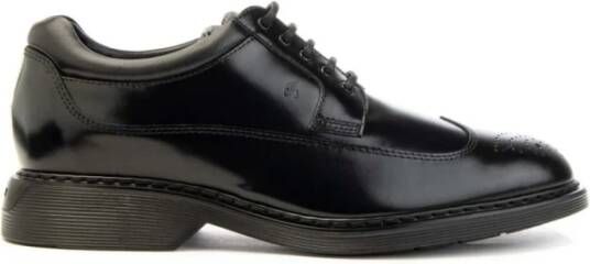 Hogan Leren herenschoenen met wingtip-design Black Heren