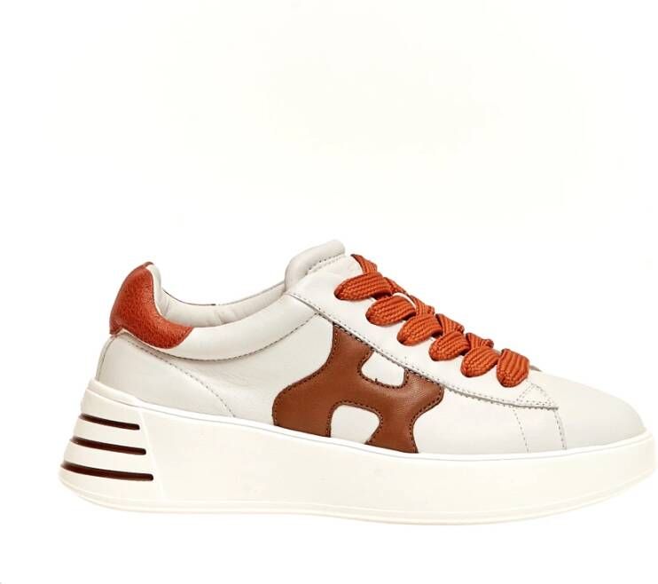 Hogan Leren Oranje Sneakers Rebel Stijl White Dames