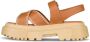 Hogan Leren Plateau Sandalen Brown Dames - Thumbnail 1