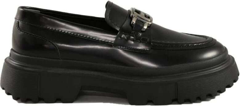 Hogan Leren Rubberen Zool Casual Schoenen Black Dames