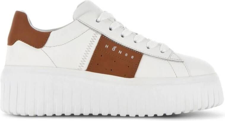 Hogan Leren Sneakers Bruin Panel Ontwerp Multicolor Dames