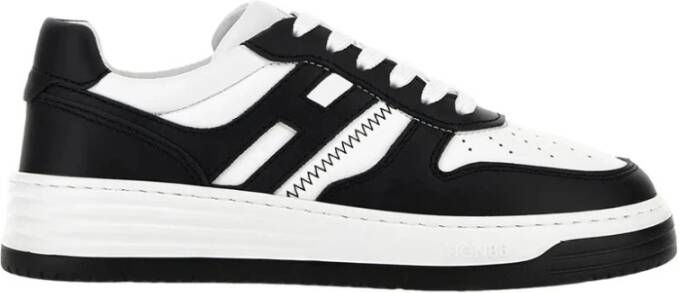 Hogan Leren sneakers in wit en zwart Black Dames