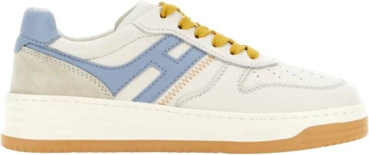 Hogan Leren Sneakers met Fluweel Inzetstukken White Dames