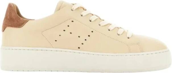 Hogan Leren Sneakers met Geperforeerde Zij H Beige Dames