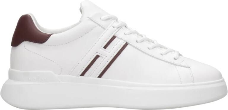 Hogan Leren Sneakers met Maxi Logo White Heren