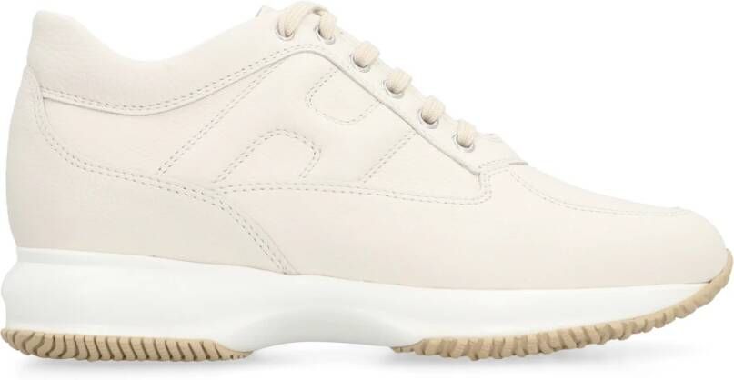 Hogan Leren Sneakers met Ronde Neus White Dames