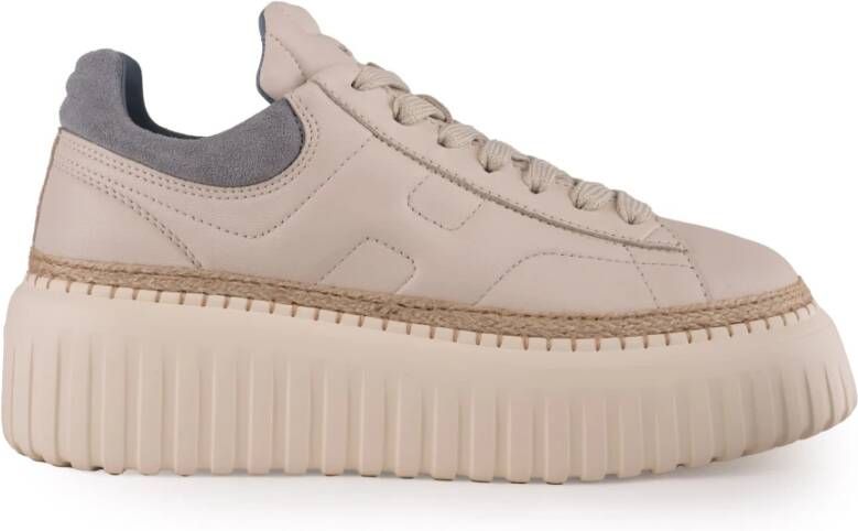 Hogan Leren Sneakers met Suède Details Beige Dames