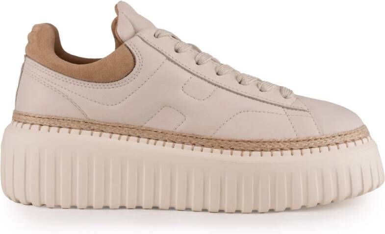 Hogan Leren Sneakers met Suède Details Beige Dames