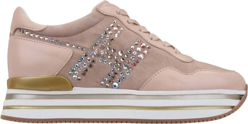 Hogan Leren Sneakers met Suède Details Pink Dames