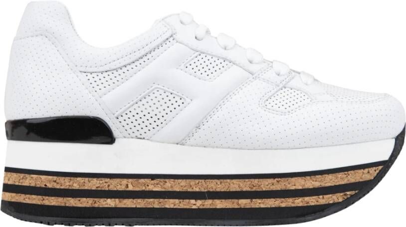 Hogan Leren Sneakers met Suède Hiel White Dames