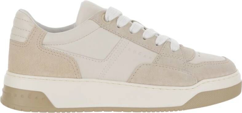 Hogan Leren Sneakers met Suède Inzetstukken Beige Heren