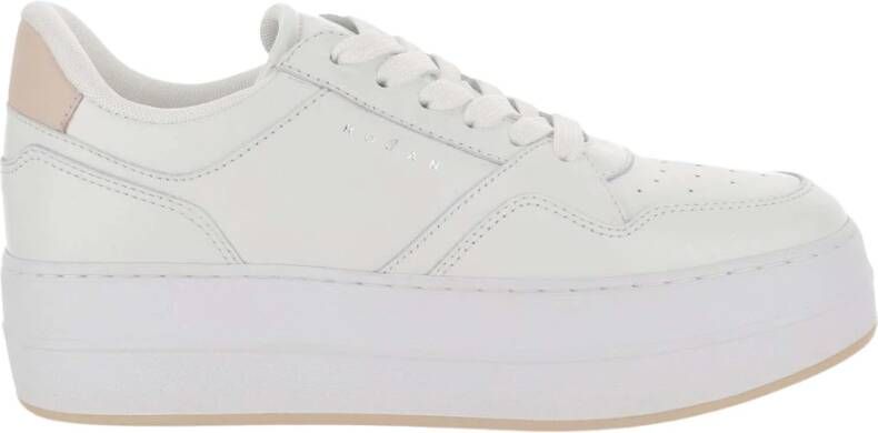 Hogan Leren Sneakers Ronde Neus Veters Wit White Dames